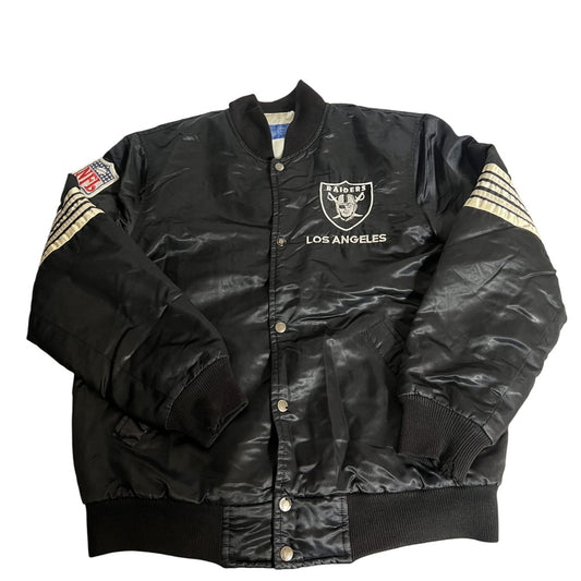 Los Angeles Raiders NFL - Bomber en satin avec logos brodés et écusson NFL
