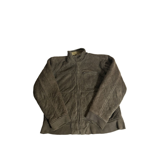 Veste matelassée Quiksilver marron doublée de sherpa pour homme, taille L, fermeture éclair sur le devant avec poche
