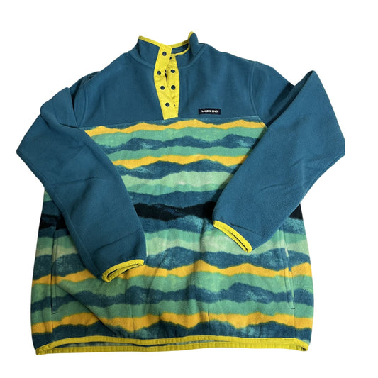 Veste polaire Lands End à motif rayé et col boutonné pour homme