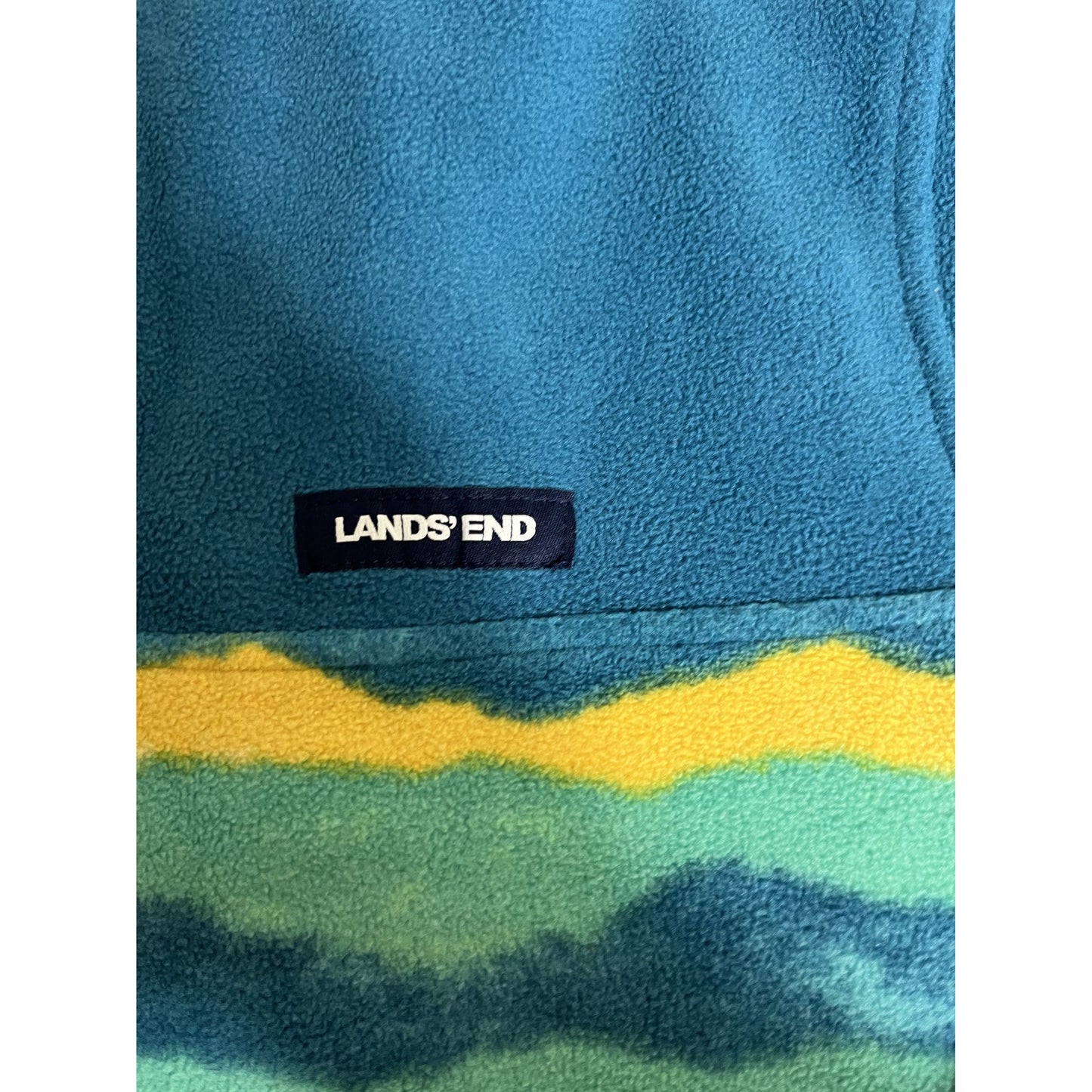 Veste polaire Lands End à motif rayé et col boutonné pour homme