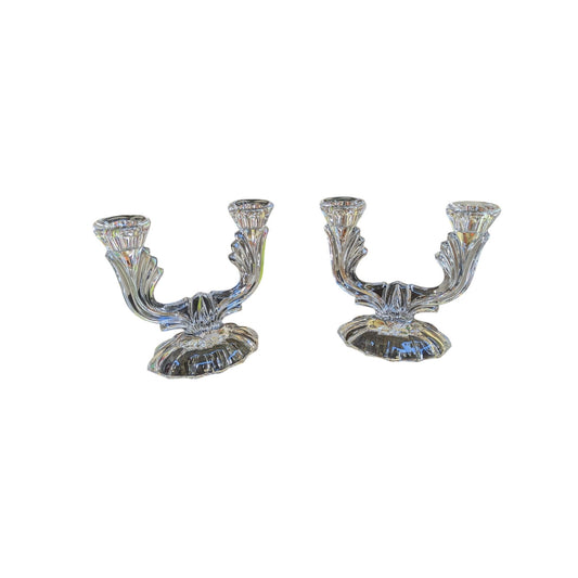 Bougeoirs en cristal par Artisanat De Lorraine avec deux bras Design élégant pour la décoration de table Comprend une boîte d'origine