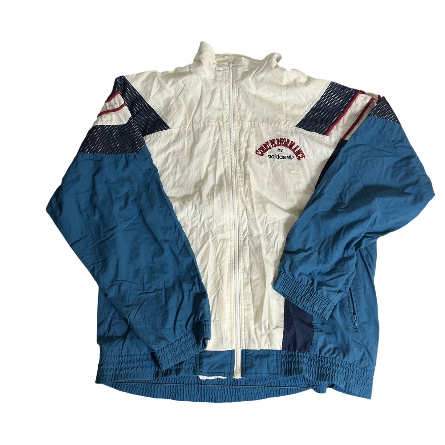 Veste coupe-vent Adidas Court Performance vintage blanche et bleue