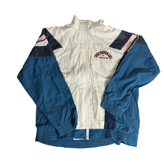Veste coupe-vent Adidas Court Performance vintage blanche et bleue