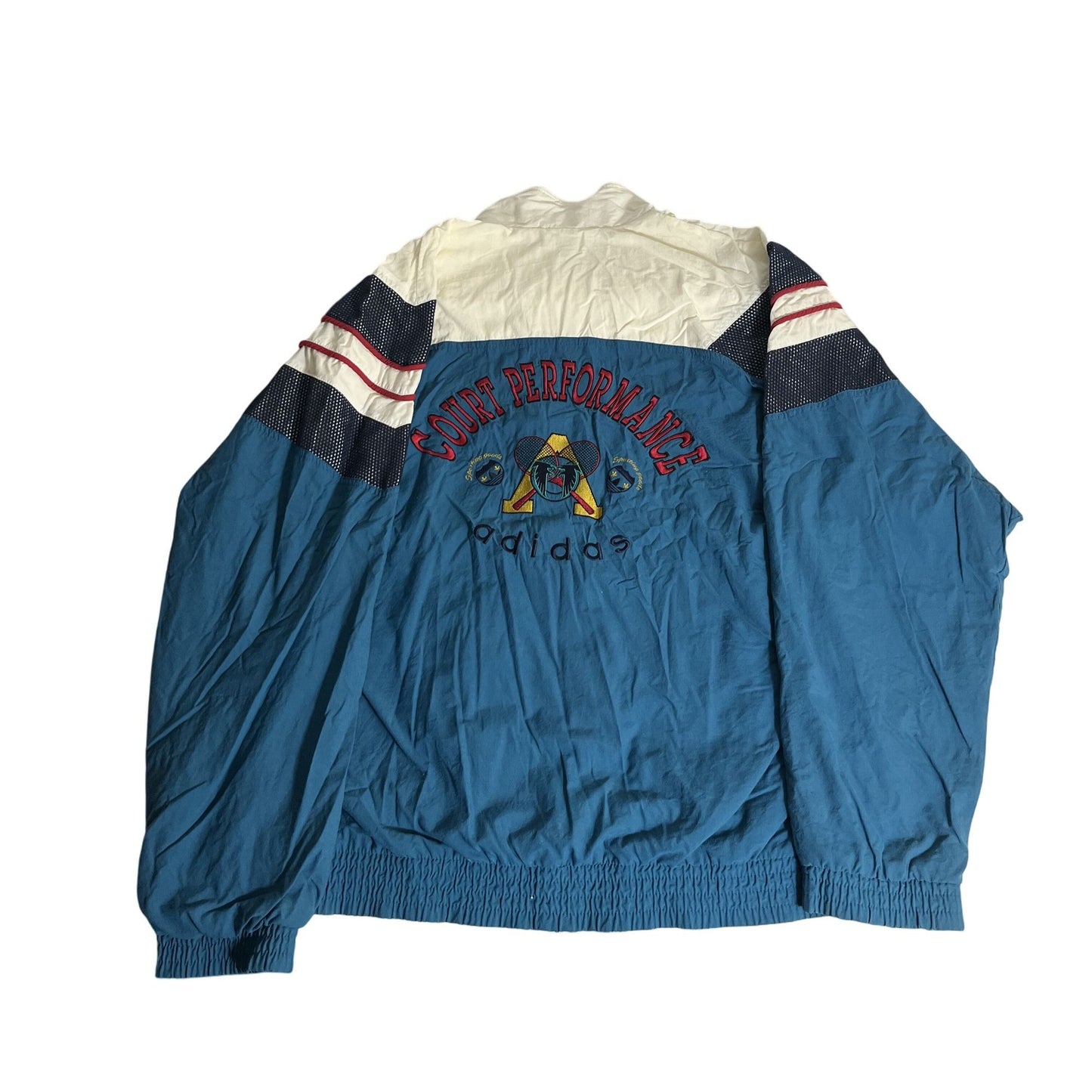 Veste coupe-vent Adidas Court Performance vintage blanche et bleue