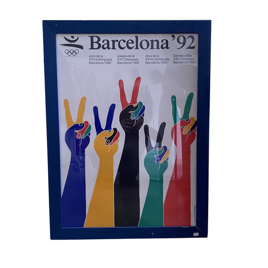 Affiche Encadrée Jeux Olympiques Barcelone 1992 Design Coloré