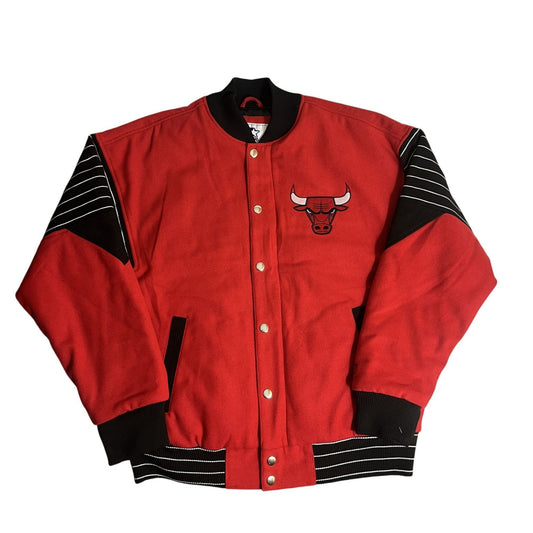 Chicago Bulls Starter Mens Red & Black Jacket Size L Basketball Theme