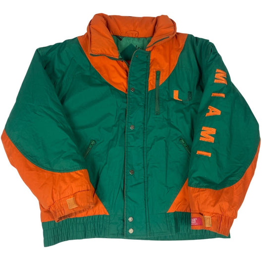 Veste de l’Université de Miami – Verte et orange – Fermeture à pressions – Taille M