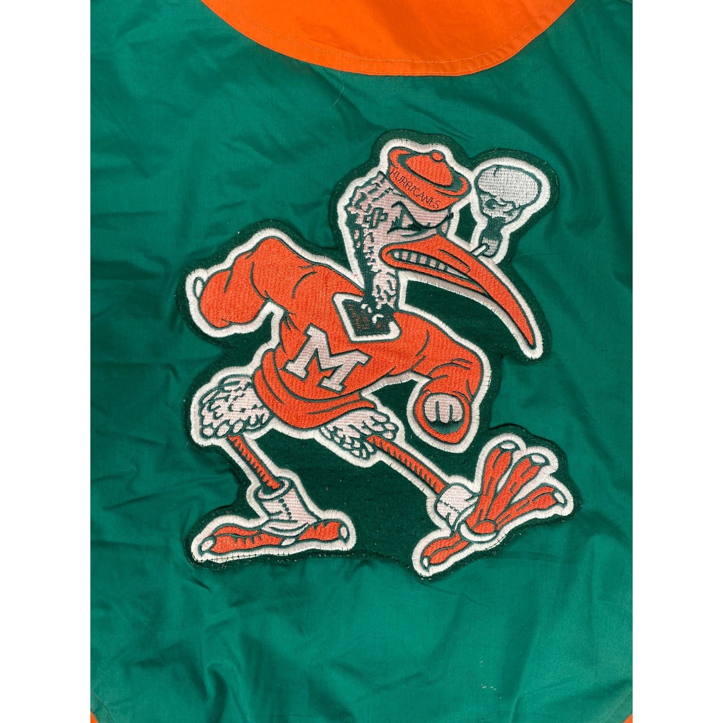 Veste de l’Université de Miami – Verte et orange – Fermeture à pressions – Taille M