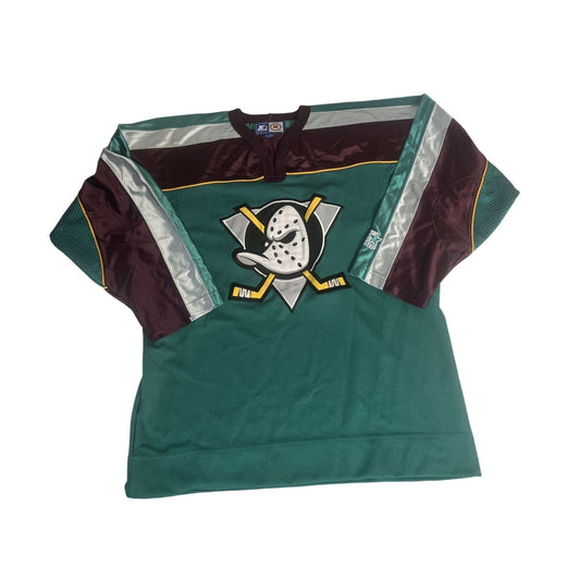 Maillot de hockey vintage des Mighty Ducks de la LNH, taille L/XL, bleu sarcelle/bordeaux