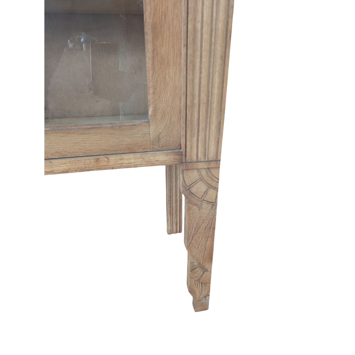 Buffet Vintage art deco En Bois Avec Portes Vitrées Sculptées À La Main 91cm H X 123cm L X 31cm P