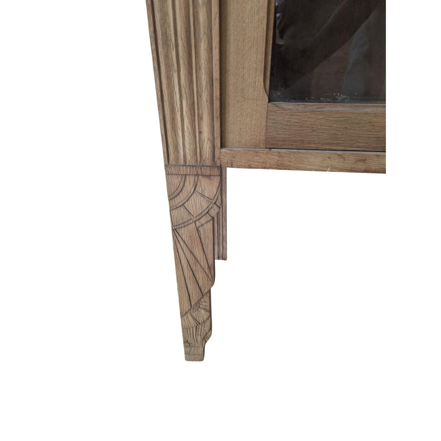 Buffet Vintage art deco En Bois Avec Portes Vitrées Sculptées À La Main 91cm H X 123cm L X 31cm P