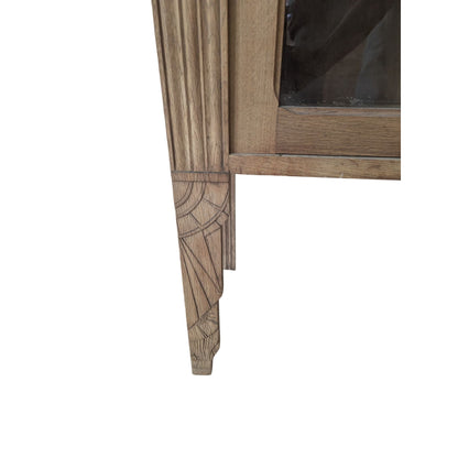 Buffet Vintage art deco En Bois Avec Portes Vitrées Sculptées À La Main 91cm H X 123cm L X 31cm P