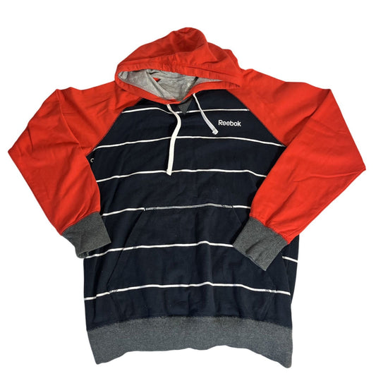 Reebok Sweat à capuche rayé M Homme Rouge et noir Mélange de coton