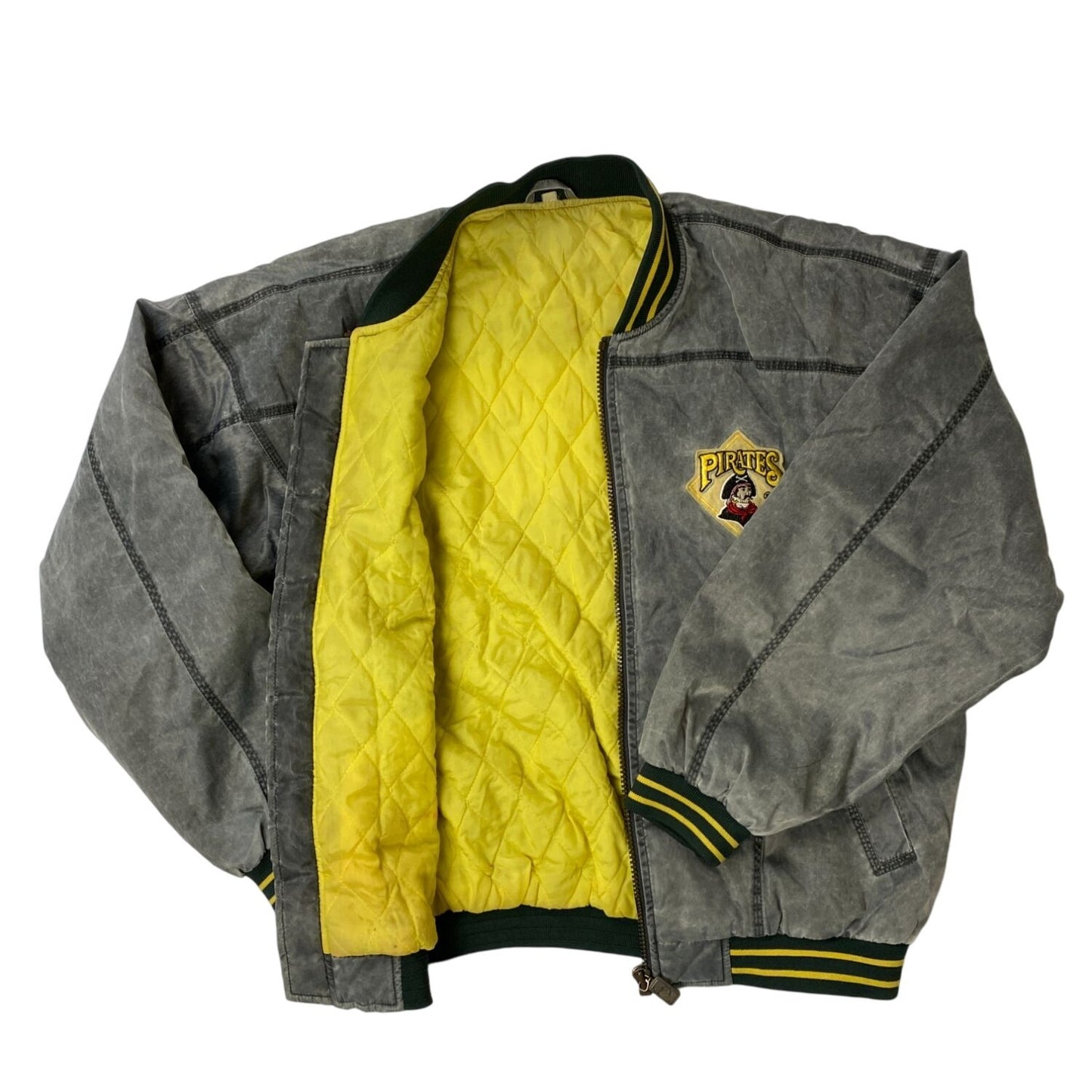 Blouson aviateur vintage gris des Pirates de Pittsburgh pour homme