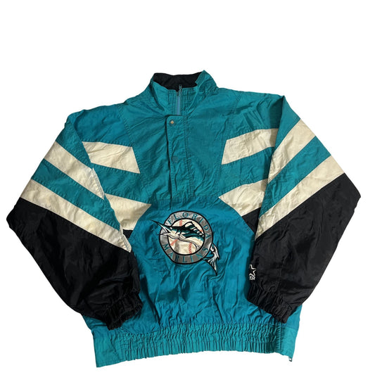 Veste de départ des Marlins de Floride, modèle vintage des années 90, produit authentique, pull en nylon, taille L